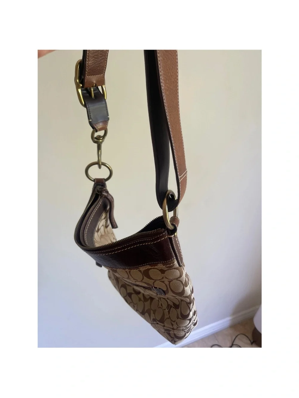 Coach Brown Signature Monogram Crossbody Shoulder Bag